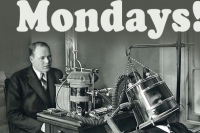 Two men in a laboratory with I don’t like Mondays text